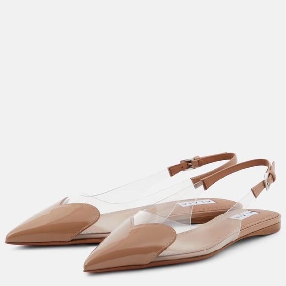 ALAÏA Le Cœur patent leather and PU slingback flats NEW - Picture 3 of 9